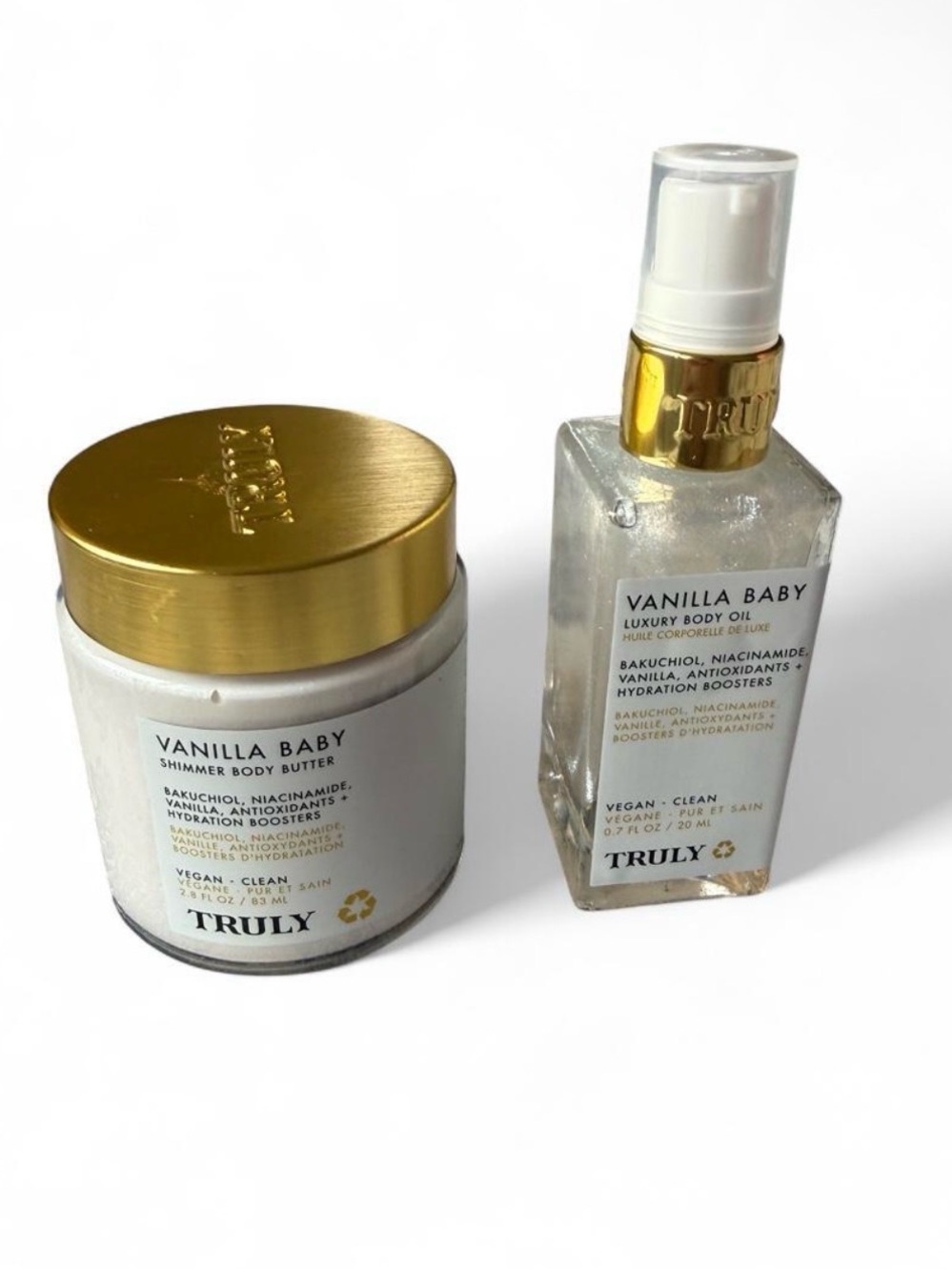 TRULY Vanilla Baby Shimmer Body Butter & Luxury Body Oil - White, Gold